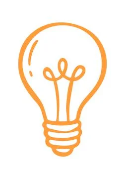 Light bulb doodle icon. Vector doodle illustration icon isolated on white bg Stock Illustration