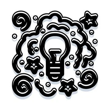 Light bulb with doodles representing idea and creativity Stock Illustration