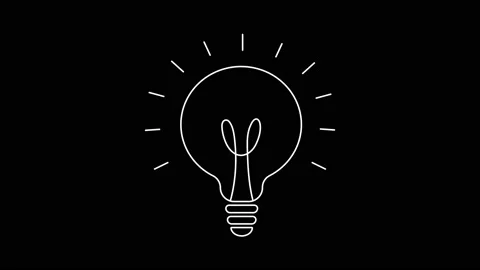 Light bulb drawing animation, isolated on white and black backgrounds Stock Footage 139533438