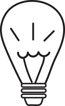 Light bulb drawing, Lamp doodle icon or outline with black lines of bright,.. Stock Illustration