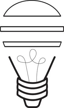 Light bulb drawing, Lamp doodle icon or outline with black lines of bright,.. Stock Illustration