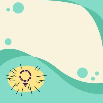 Light Bulb Drawing Surrounded With Multiple Lines Beside Empty Write Space Illustrazione stock