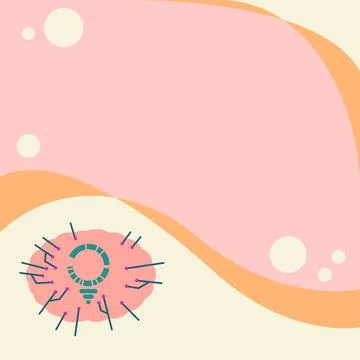 Light Bulb Drawing Surrounded With Multiple Lines Beside Empty Write Space Illustrazione stock