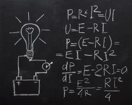 Light bulb drawn on blackboard Stock Photos
