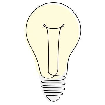 Light bulb drawn by one continuous line. Electricity consumption concept. Illustrazione stock