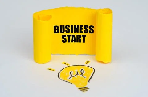 A light bulb is drawn on a white background, next to it is a yellow plate wit Stock Photos