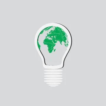 Light bulb with earth globe. vector concept Stock Illustration