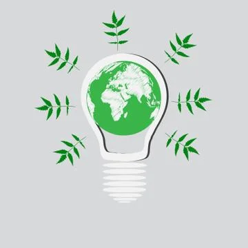 Light bulb with earth globe. vector concept Stock Illustration