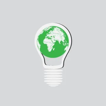 Light bulb with earth globe. vector concept Stock Illustration