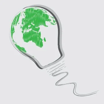 Light bulb with earth globe. vector concept Stock Illustration