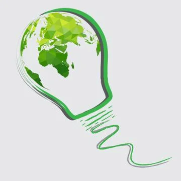 Light bulb with earth globe. vector concept Stock Illustration