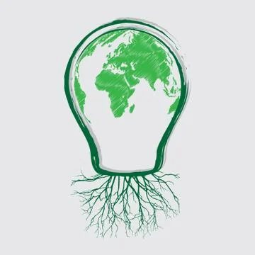 Light bulb with earth globe. vector concept Stock Illustration