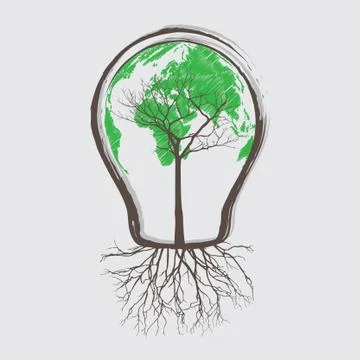 Light bulb with earth globe. vector concept Stock Illustration