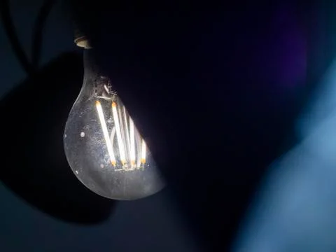 Light bulb Edison close-up. Diode lamps in the loft style room. The light in the Stock Photos