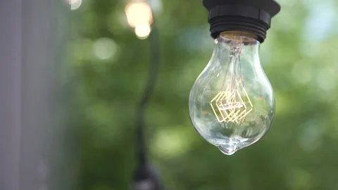 Light bulb Edison wired vintage style is hanging during event 動画素材 130273739
