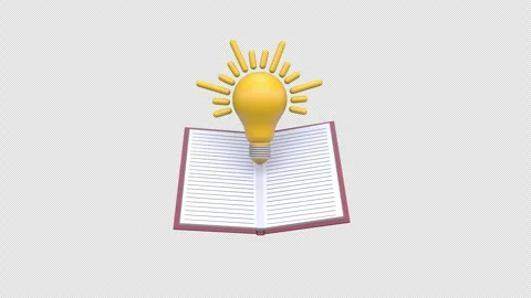 A light bulb emerging from an open book symbolizes the concept of gaining k.. Stock Footage 304596398