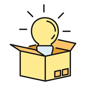 Light bulb emerging from open box symbolizing innovation イラスト素材
