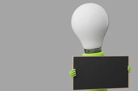 A light bulb with an empty blackboard and space for your text on a grey bac.. Stock Illustration