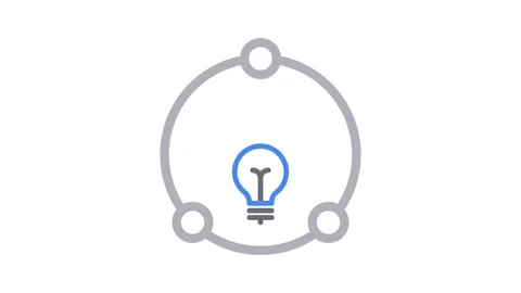 A light bulb enclosed in a blue outlined circle, symbolizing ideas or innov.. Stock Footage 335012016