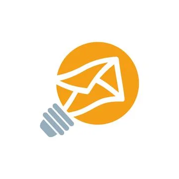 Light bulb Envelope Vector Illustration Logo Template Illustration Design Illustrazione stock