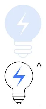 Light Bulb Evolution with Electric Spark and Upward Arrow Symbolizing Innov.. Stock Illustration