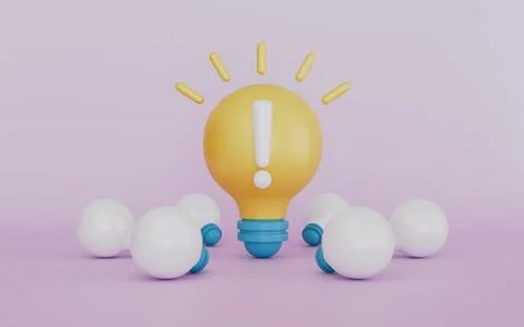 Light bulb exclamation glossy bright sign 3d illustration Stock Illustration