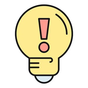 Light bulb with exclamation mark representing idea and solution Stock Illustration