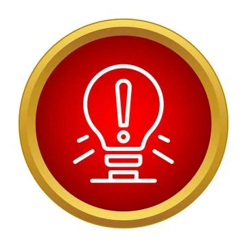 Light bulb with exclamation mark warning icon Stock Illustration