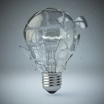 Light bulb exploding. concept of idea. Illustrazione stock