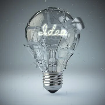 Light bulb exploding. concept of idea. Stock Illustration