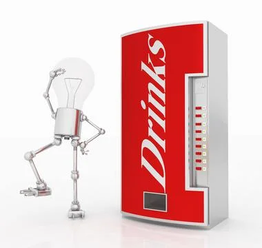 Light bulb figure with a drinks machine Stock-Illustration