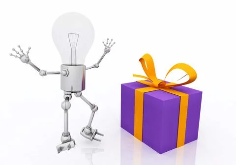 Light bulb figure with a gift package Stock Illustration