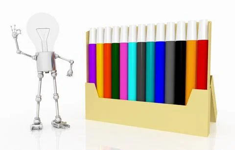 Light bulb figure with a marker set Illustrazione stock