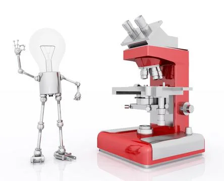 Light bulb figure with microscope Stock Illustration