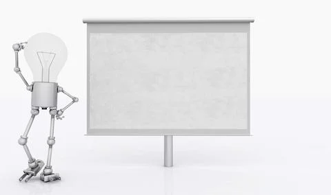 Light bulb figure with a projection screen Stock Illustration