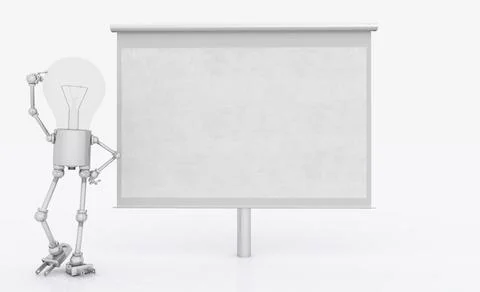 Light bulb figure with a projection screen Stock Illustration
