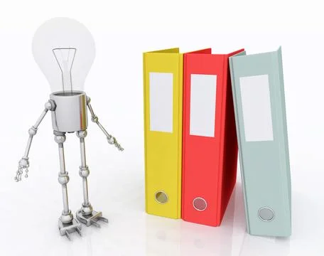 Light bulb figure with ring binders Illustrazione stock