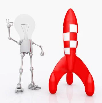 Light bulb figure with a rocket Stock Illustration