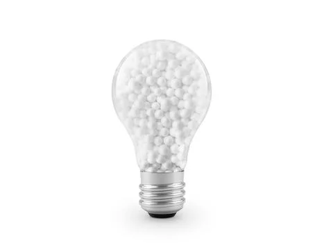 Light bulb filled with white styrofoam beads Stock Illustration