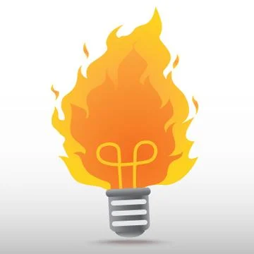 Light bulb with fire Stock Illustration