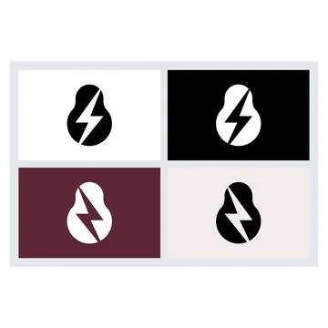 Light Bulb Flash Bolt Creative Logo Set 库存插图