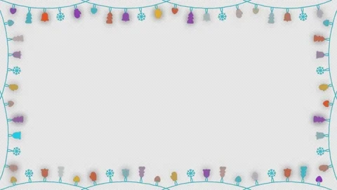 Light bulb flashing string frame and border with copy space party, Christmas or Stock Footage 242703334