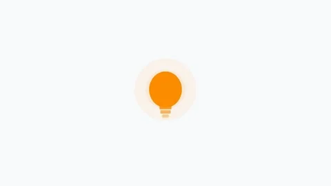 Light Bulb flat design icon in orange color on white background seamless loop Stock Footage 342621652