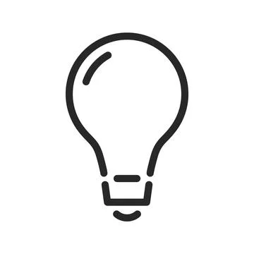 Light Bulb Flat Glyph Line Icon Vector Stock Illustration