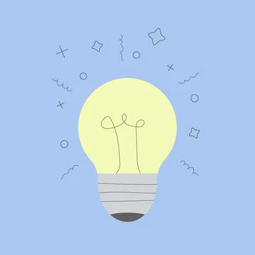 Light bulb flat icon design. Energy, creativity, idea concept. Stock Illustration