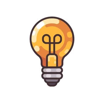 Light bulb flat outline icon. Stock Illustration