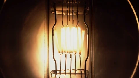 Light bulb flickering macro. Vintage filament light bulb. Close up Stock-Footage 99290552