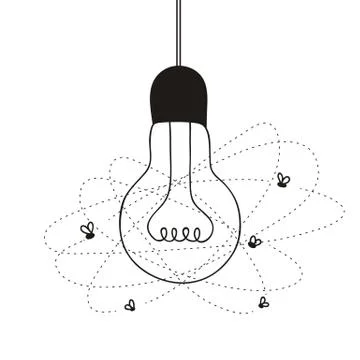 Light bulb with flies Stock Illustration