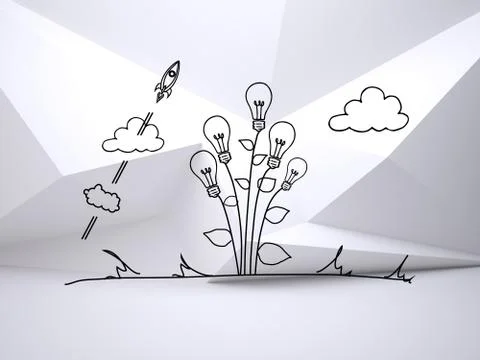 Light bulb flower on abstract background Illustrazione stock