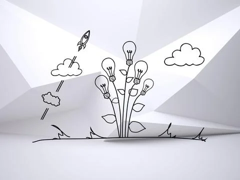 Light bulb flower on abstract background Stock Illustration
